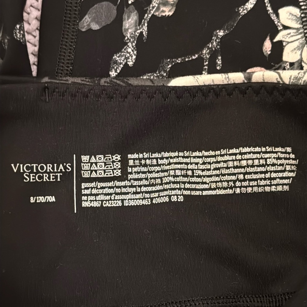 Victoria’s Secret Incredible Essential Leggings Black Pink Lily Floral - Picture 6 of 7